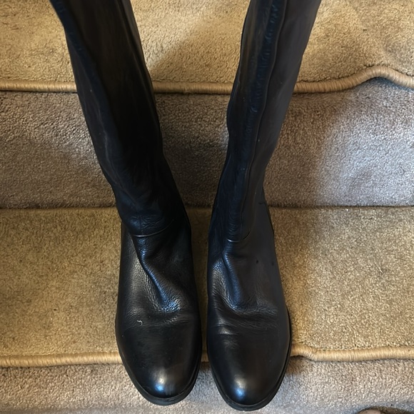 CROWN Vintage-TALL NICE BLACK LEATHER BOOTS! - Picture 2 of 11